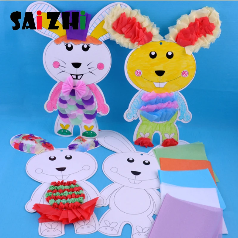 Saizhi игрушки &quotсделай сам&quot для детей забавный кролик оригами наклейка поделки