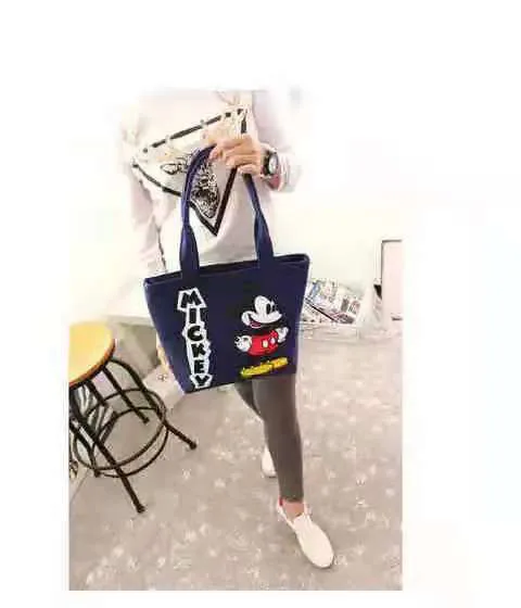Новинка, милые Микки Маус сумки, женская Холщовая Сумка, женская сумка на плечо, Большая вместительная Повседневная сумка для хранения покупок, сумка-тоут, женская сумка