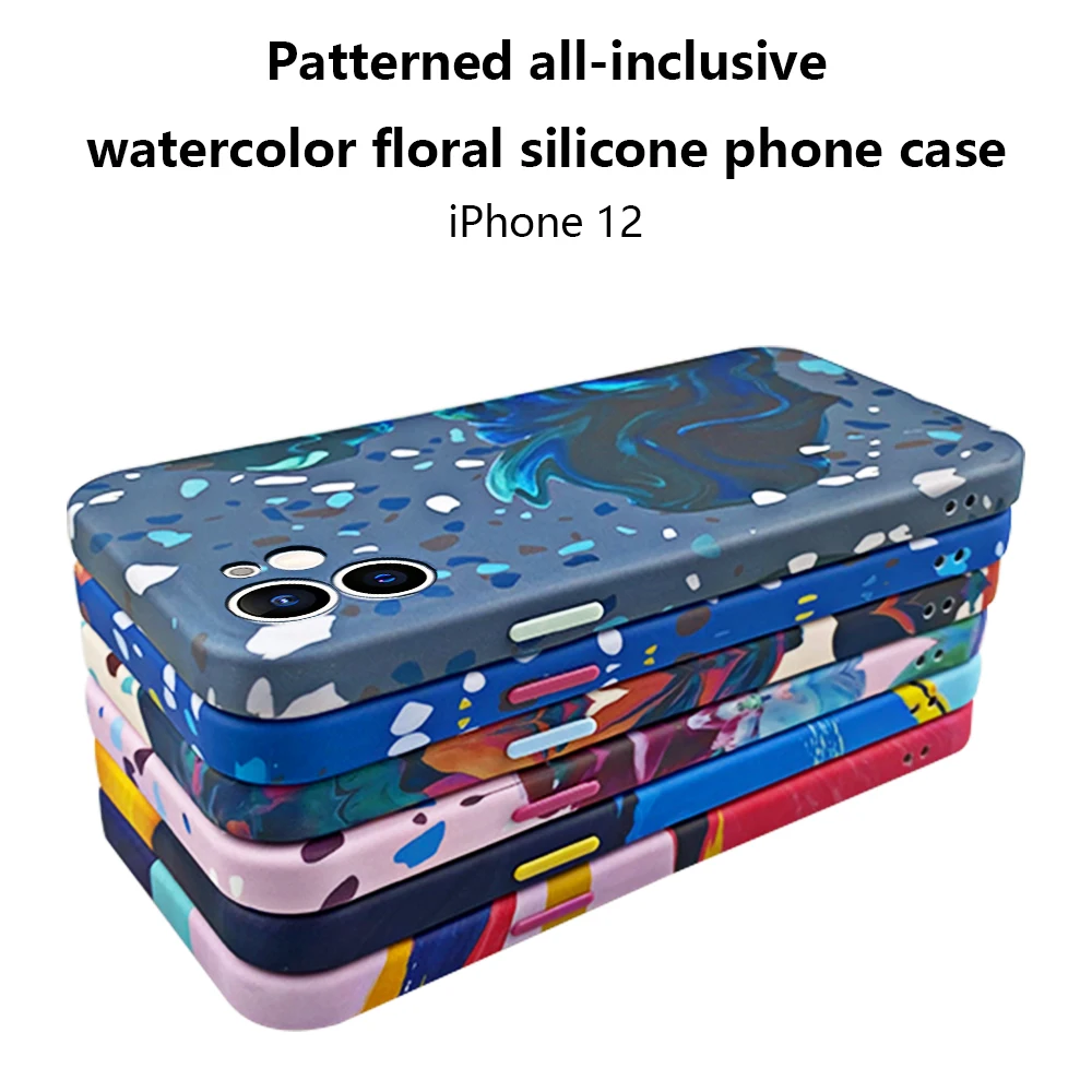 

Watercolor Floral Silicone Liquid Case For iPhone 12 Pro MAX 11 PRO MAX 12 MINI XS MAX XR 7 8 Plus Colorful Soft Cover Case