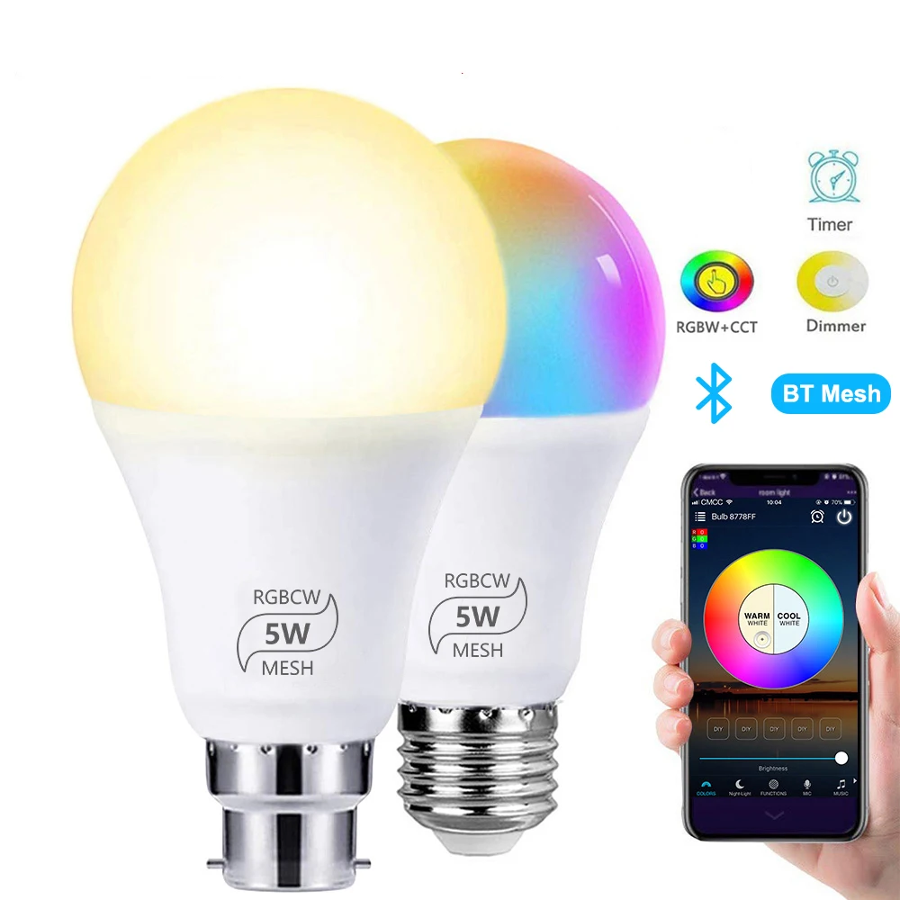 

E27/B22 4.5W LED Bulb RGB RGBW Changing Color Light Smart Bulb Remote Controller Bluetooth 4.0 Dimmable LED Bulb Party Decor D30