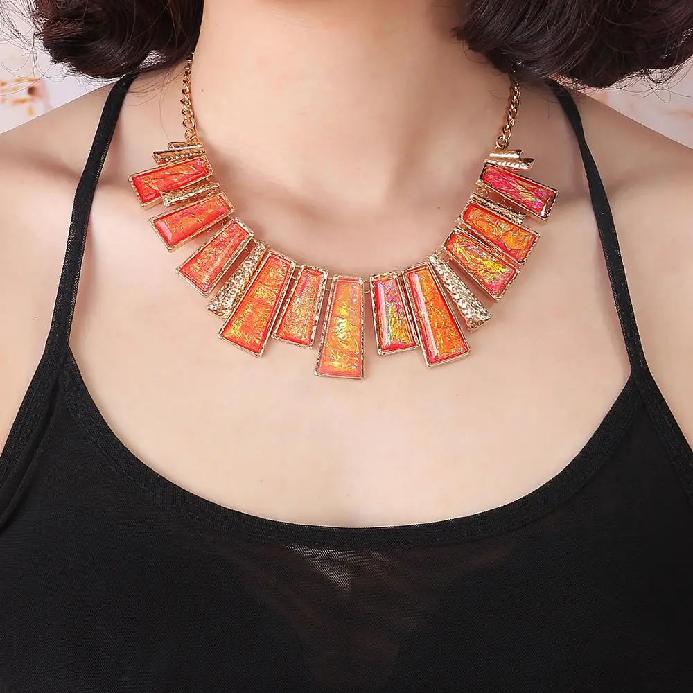 Женский комплект ювелирных изделий MINHIN набор ожерелье и серьги с зеленым