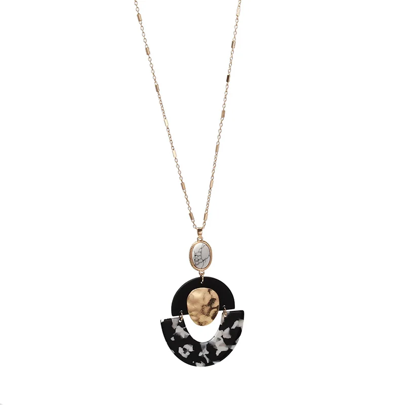 Ожерелье с подвеской в виде полукруга из белой смолы черное дерево Новое