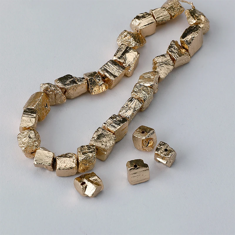 

Premium Sense of Broken Silver Broken Gold Straight Hole Iron Ore Beads Pendant Diy Earrings Necklace Accessories Materials