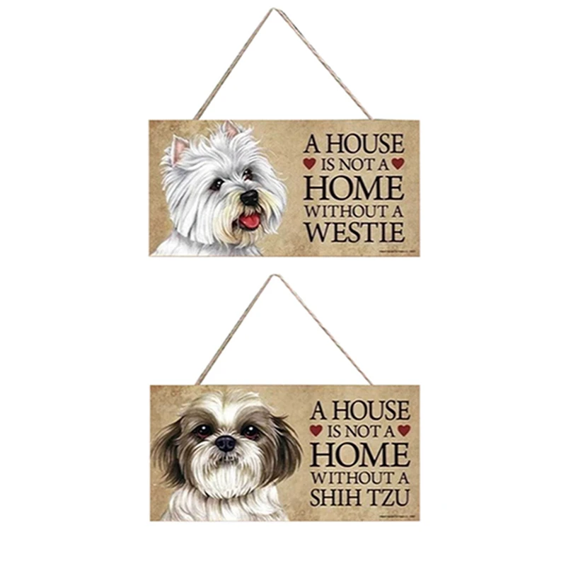 Деревянная бирка для собак доска подвешивания домик не дома без Shih Tzu Bulldog Westie