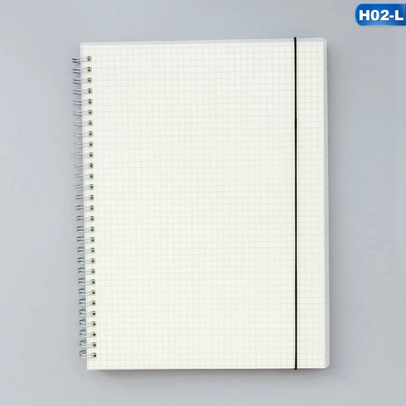 02-L A6 A5 A4 Scrub Coil This transparent horizontal line White paper Grid Dot hand account Book Strap Notepad Notebook Diary - Color: 02-L