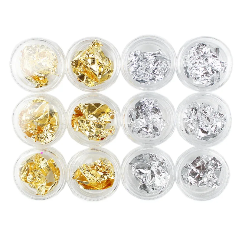 Объемная Фольга для дизайна ногтей хлопья украшение объемные блестки золотой