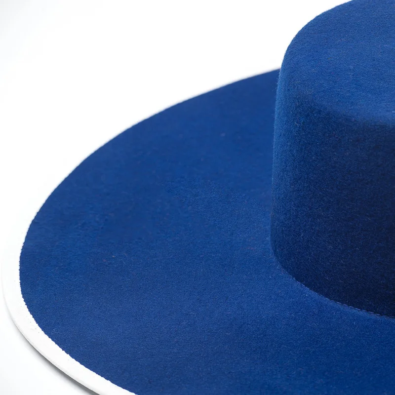 01909-HH8159B красивые синие полями зима осень шерсть твердая Шляпа Fedora мужчины женщины досуг Панама джазовая, шляпа