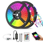 Светодиодная лента, s-образные лампы, Bluetooth, цветная подсветка, ночная лампа SMD 5050 2835 RGB, Светодиодная лента, 5 метров, с пультом дистанционного управления питанием