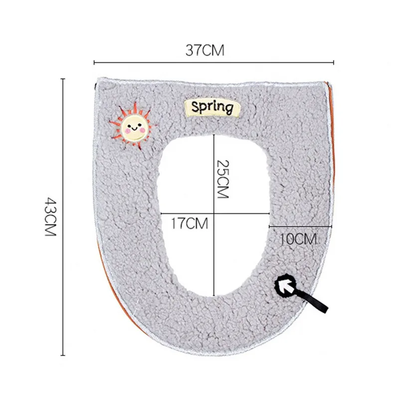 Бытовой зимний плюшевый коврик на сиденье унитаза молния с ручкой набор