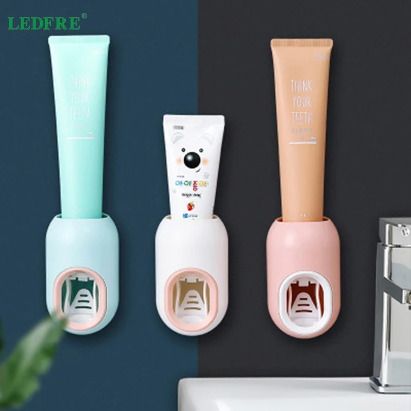 Диспенсер для зубной пасты LEDFRE настенный автоматический выдавливатель пластиковый стеллаж зубных щеток