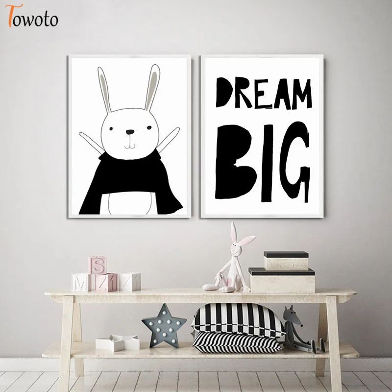 С изображением зайчика цитата плакат живопись на холсте мультфильмы Черный и
