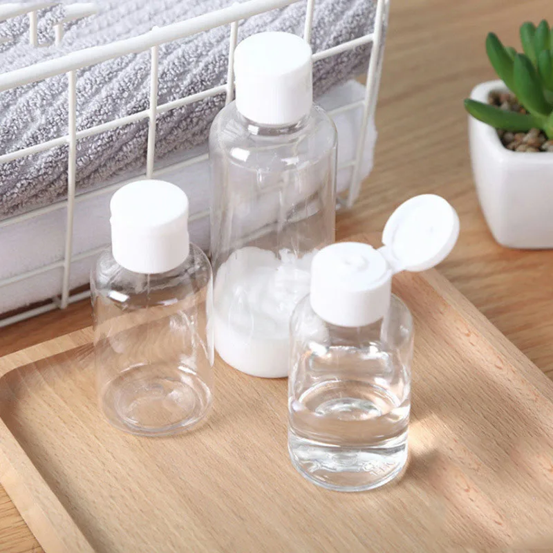 Милые прозрачные многоразовые флаконы с откидной крышкой 100 мл 2 шт. маленькие