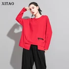 Женская Асимметричная футболка XITAO ZP3527, красная Повседневная футболка свободного кроя с длинным рукавом, универсальная, осень 2020