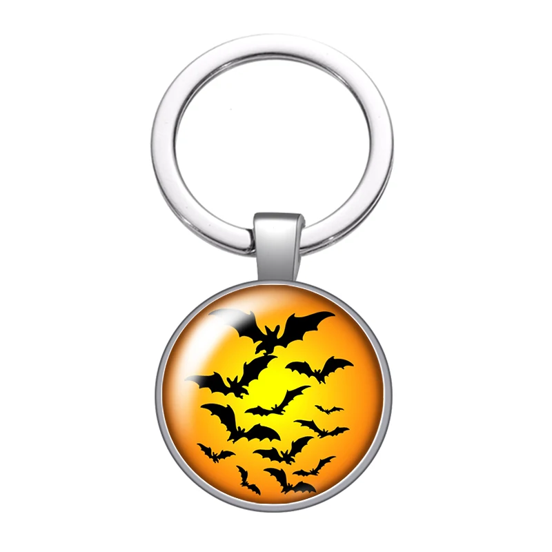 Хэллоуин призрак тыква летучая мышь стекло кабошон брелок сумка автомобильный