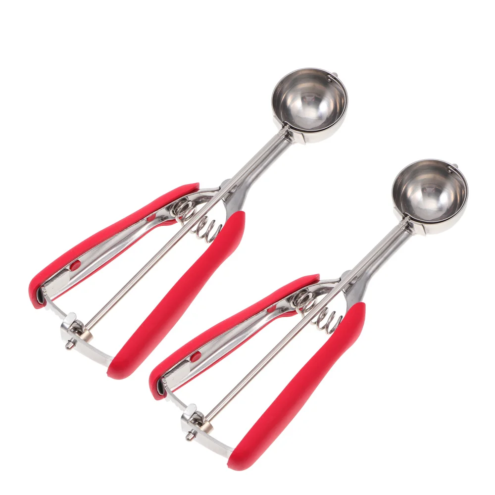 

2pcs Stainless Steel Ice Cream Scoop with Easy Trigger Heavy Duty Cupcake Scoop