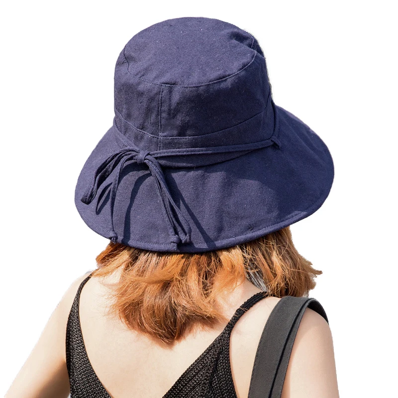

Leisure Japanese Cotton Hemp Big Eaves Fisherman's Hat Women's Summer Outing Sunshade Hat Sunscreen Cloth Hat Foldable Basin Hat