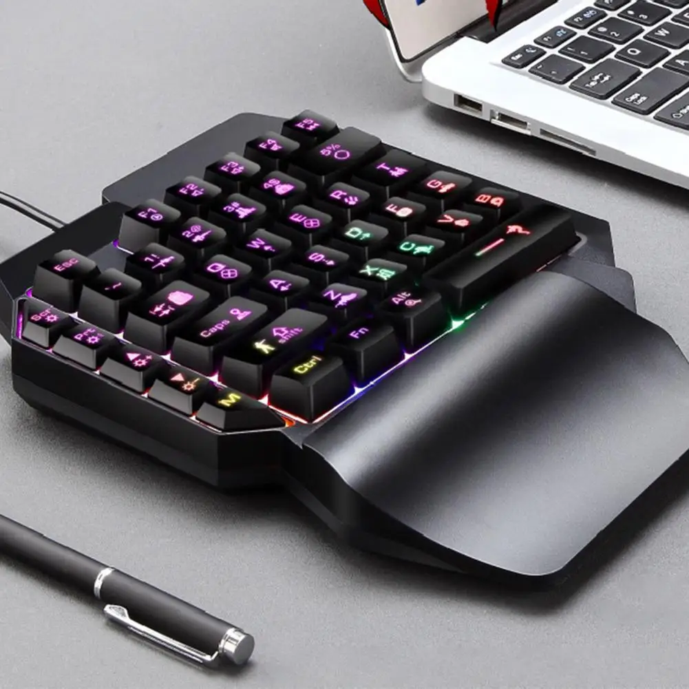 

F6 Keyboard One-handed Wired 39 Keys Luminous Gaming Key conflict-free colorful backlit keyboard for Tablet