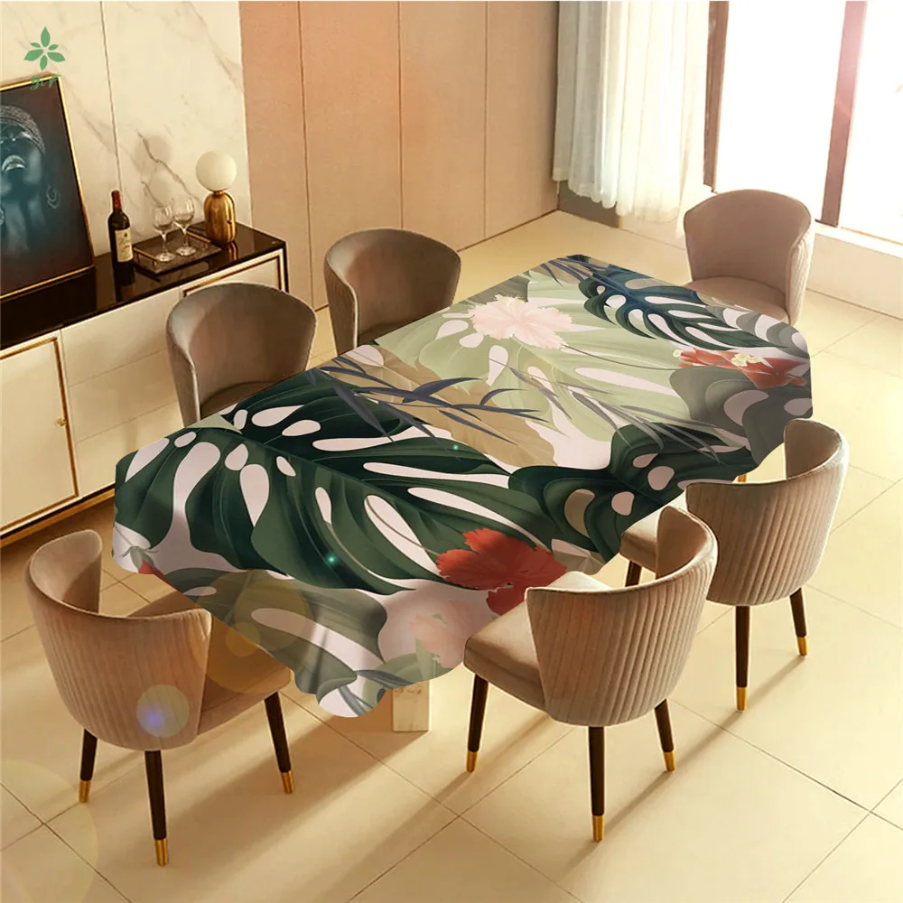 

Pale Pink Tropical Banana Leaf Hibiscus Flower Art Barbecue Picnic Home Party Table Cloth