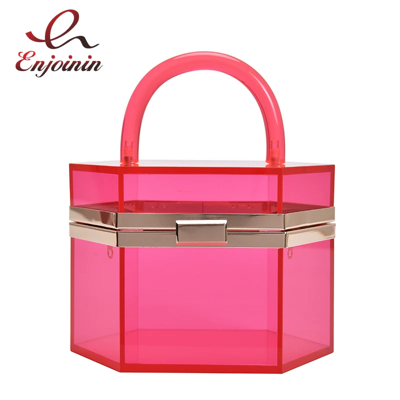 

Color Transparent Acrylic Box Style Purses and Handbags for Women Party Clutch Bag Evening Bag Simple Female Trend Designer Bag