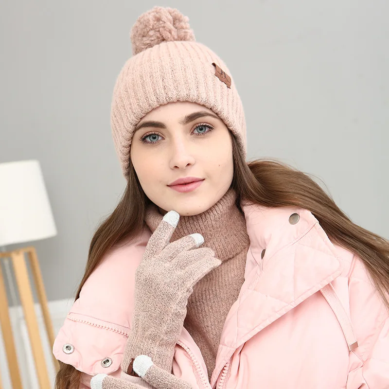 

3 in 1 Women Soft Warm Thick Cable Knitted Hat Scarf (Shawl) Gloves Winter Set Winter Accessories Hat And Scarf Set For Women