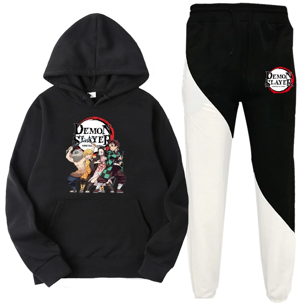 

Anime Demon Slayer Hoodies for Men Sportswear Two-piece Sets of Hooded + Pants Sports Suit for Men