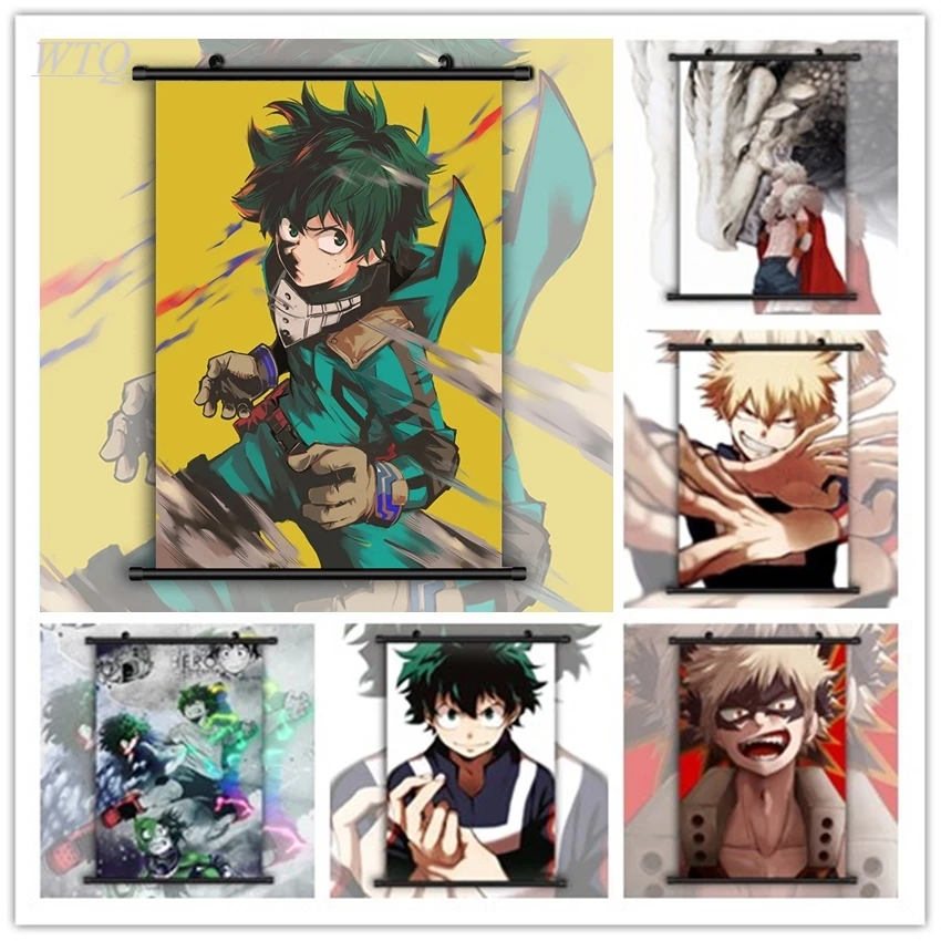 Аниме постеры Boku No Hero Академия Bakugou Katsuki Midoriya Izuku Yaoi Картина на холсте Настенный