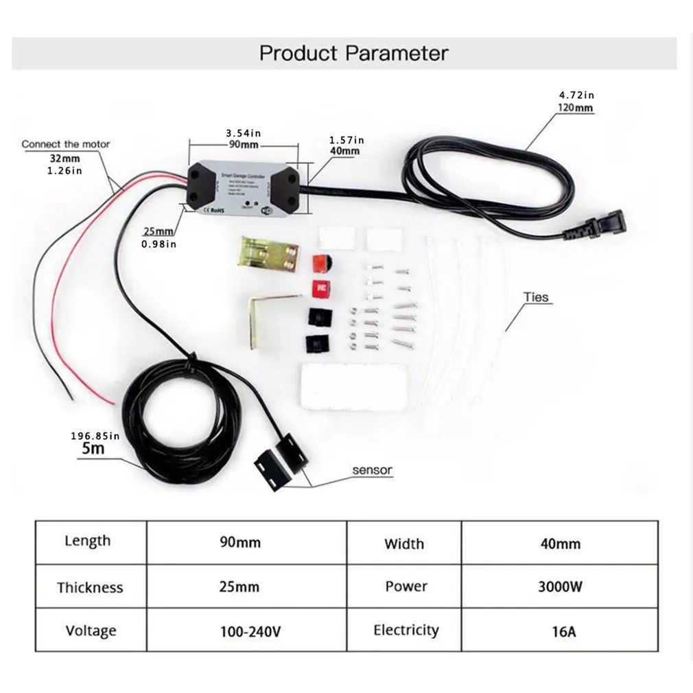 

Wifi Garage Door Controller Intelligent Time Control One-key Control Voice Remote Control Garage Door Controller
