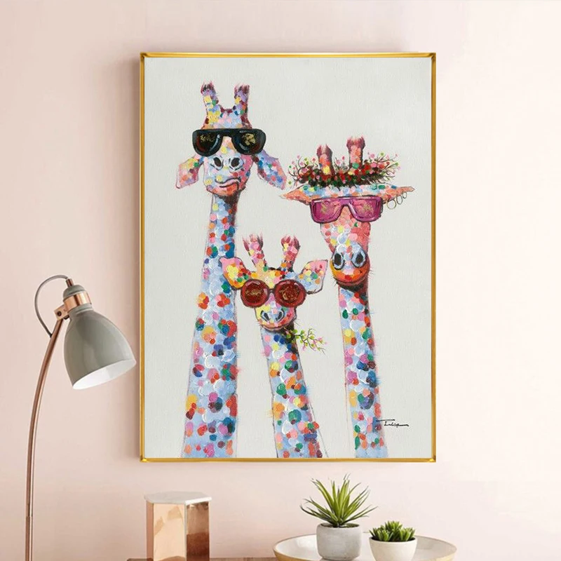 

Colorful Giraffe Animal Family Poster Painting Wall Art Picture Cuadros for Kid Living Room Home Decor Posters Oil Painting