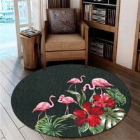 hawail hibiscus flamingo round carpet 3d printed non slip mat dining living room soft bedroom carpet