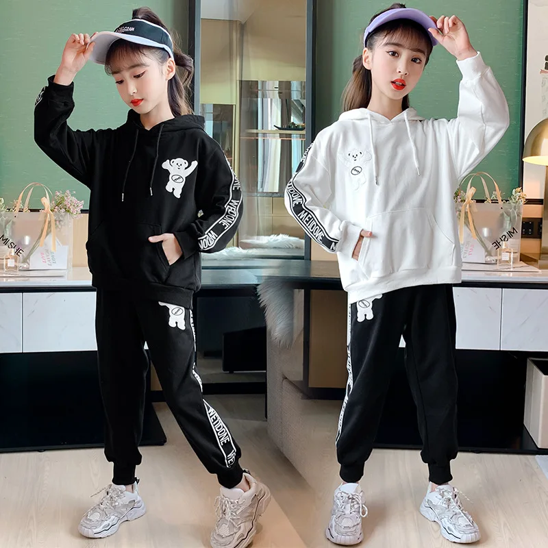 

Boys Girls Clothing Suits Sweatshirts +Pants 2021 Hooded Spring Autumn Kids Teenagers Outwear Kids Cotton Tracksuit Sport Suits