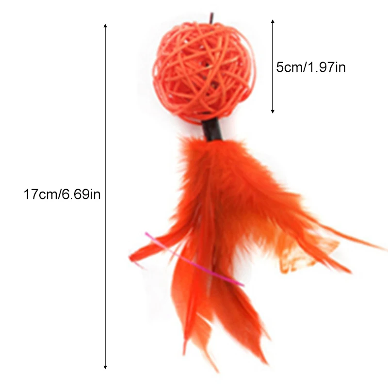 

1pcs Cat Toy Pet Rattan Ball Ring Style Funny Feather Cat Play Ball Cat Interactive Toys For Cats Kitten Random Color