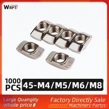 1000 pcs/  3D printer parts M4/M5/M6/M8 carbon steel T-nut fastener aluminum connectors for 4545 industry specifica