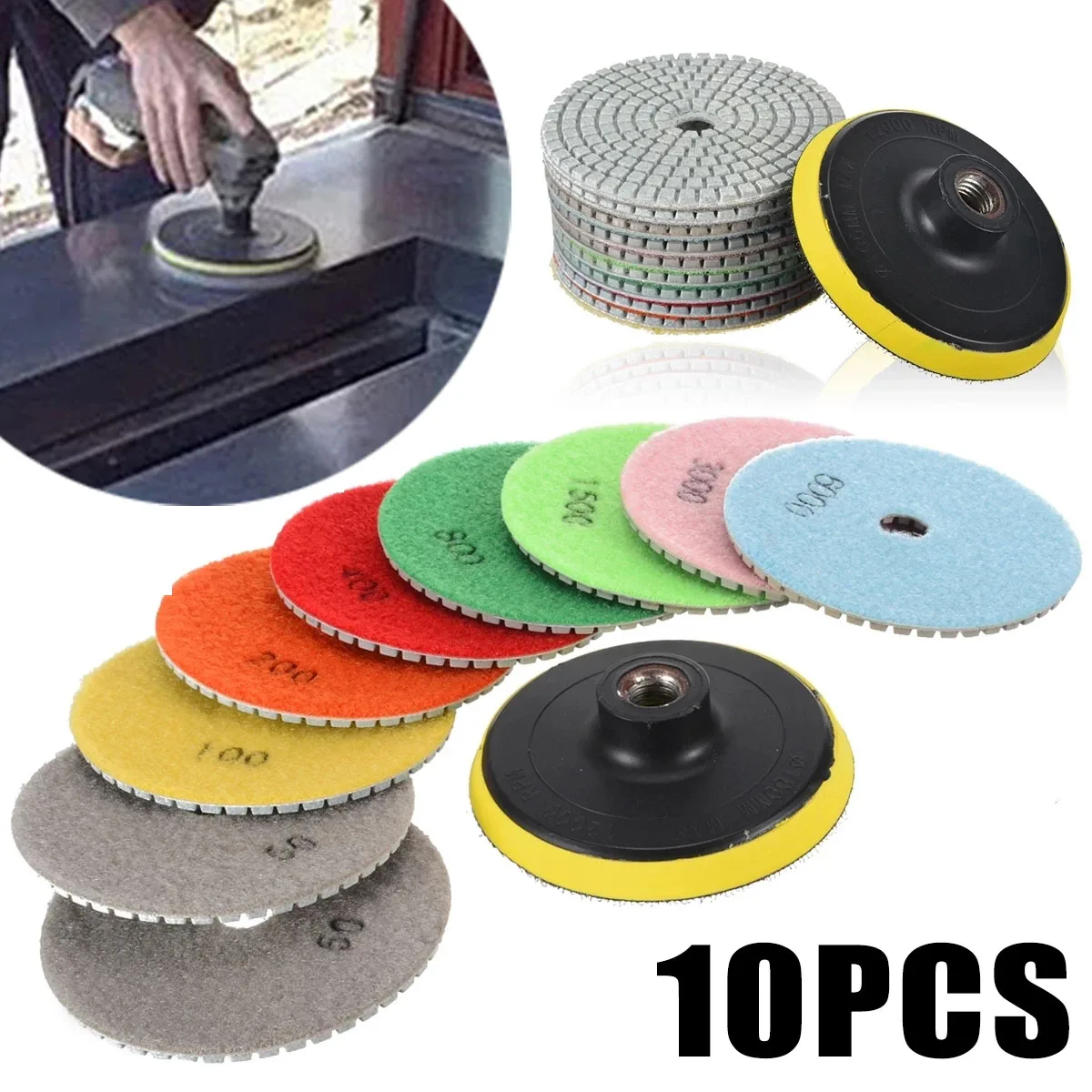 

3Inch 100Mm 80Mm Diamond Wet Polishing Pad Disc Polishing Pad Ceramic Tile Marble Granite Polishing Tool Grinding Disc Set