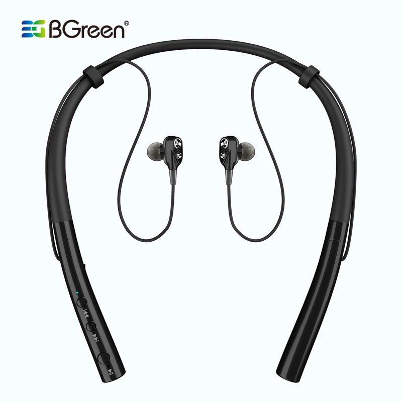 BGreen, спортивные, водонепроницаемые, Bluetooth 5,0, наушники, беспроводные, стерео, мягкие, гнущиеся, шея, полоса, гарнитура, 4 динамика, бас, спортивные наушники