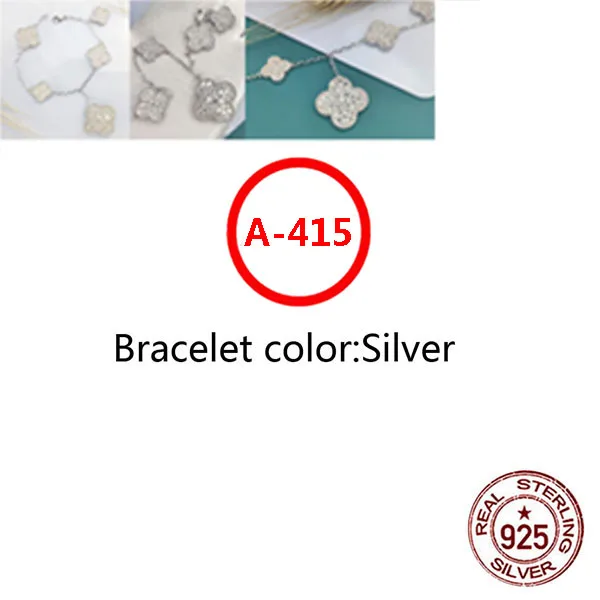 

A415 S925 sterling silver bracelet simple personality fashion style diamond 5 flower four leaf clover shape to send gift