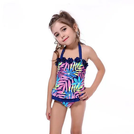 Детский слитный купальник с принтом для девочек монокини бандажный Купальник