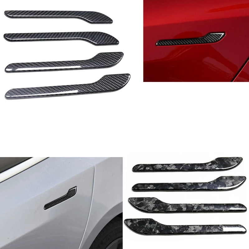 

Глянцевый и матовый чехол из настоящего углеродного волокна для боковой дверной ручки, молдинговые наклейки, крышка для Tesla Model 3 2017-2019, аксес...