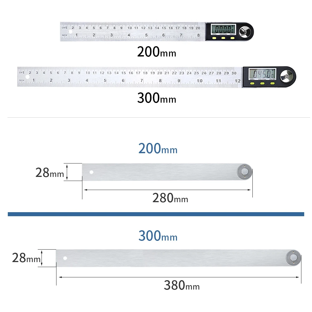 Цифровой транспортир 2 в 1 угловая линейка для измерения углов 200 мм 300 360 градусов