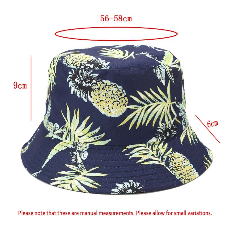 

New Fashion Women's Summer Sunscreen Bob Cap Bucket Hat Special Design Tropical Pineapple Hip-Hop Fishermen Hat