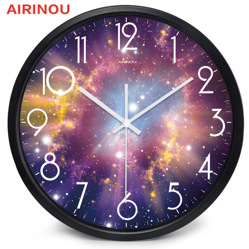 Творческий звездное небо Луна настенные часы Гостиная офис Домашний бесшумный