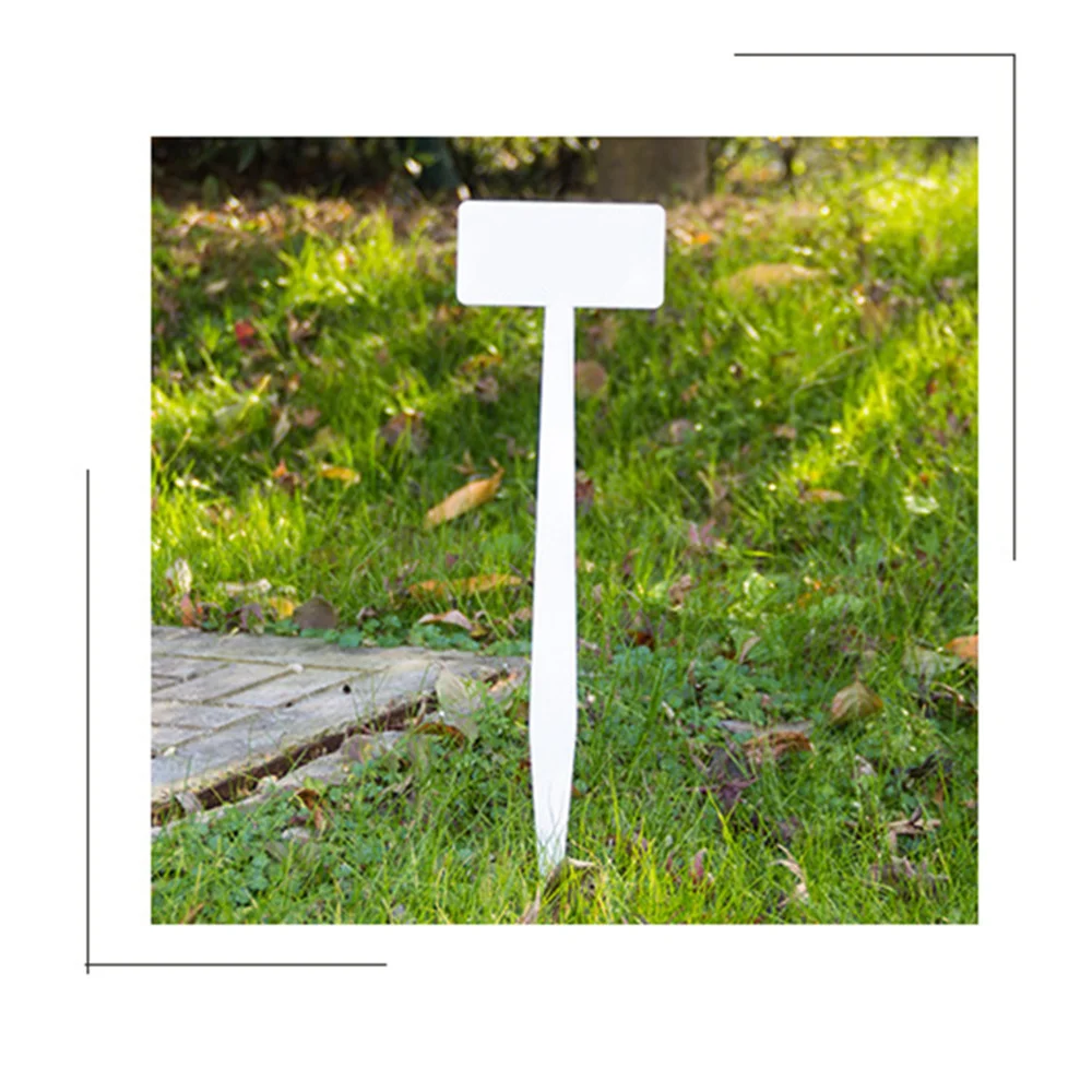 

10 Pcs Plant Tags Reusable Waterproof Nursery T-Type Garden Labels White Plant Markers 14.2" x 3.94"