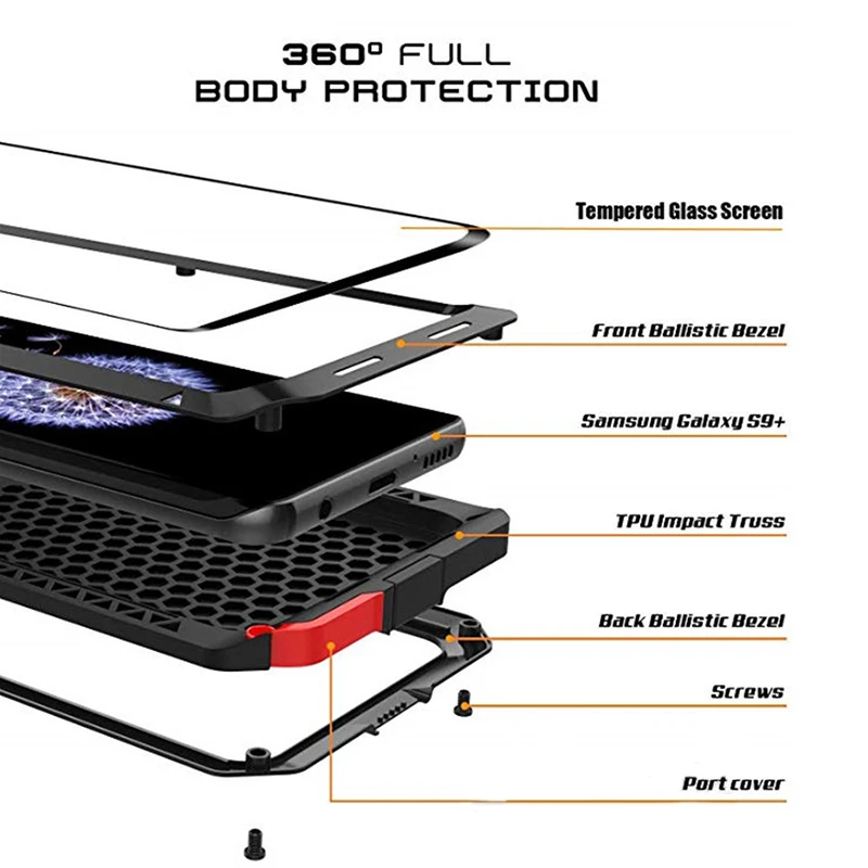 Металлический бронированный чехол противоударный для Huawei P30 полностью