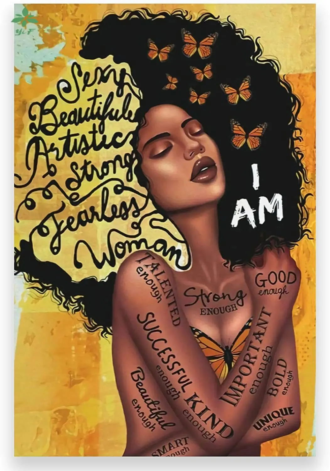 

Афро-американский I Am Black Queen Современная картина маслом на холсте домашнее украшение для стен