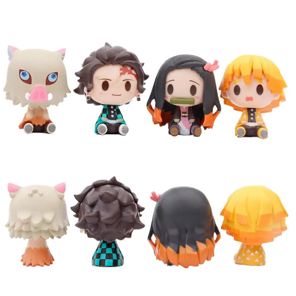

4Pcs Anime Action Figure PVC Figure Model Q Version Mini Doll Toys Gift Collectible Models Car Home Decoration