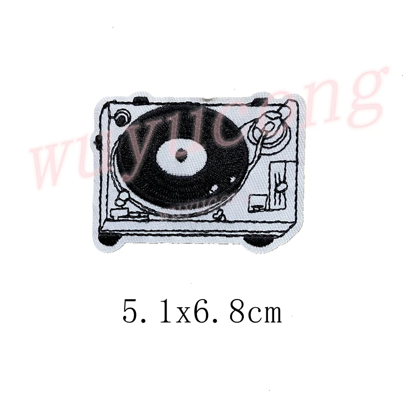

Radio Box Embroidered Stickers Patches Black Iron On Badge For T Shirt Jackets Jean Appliqued