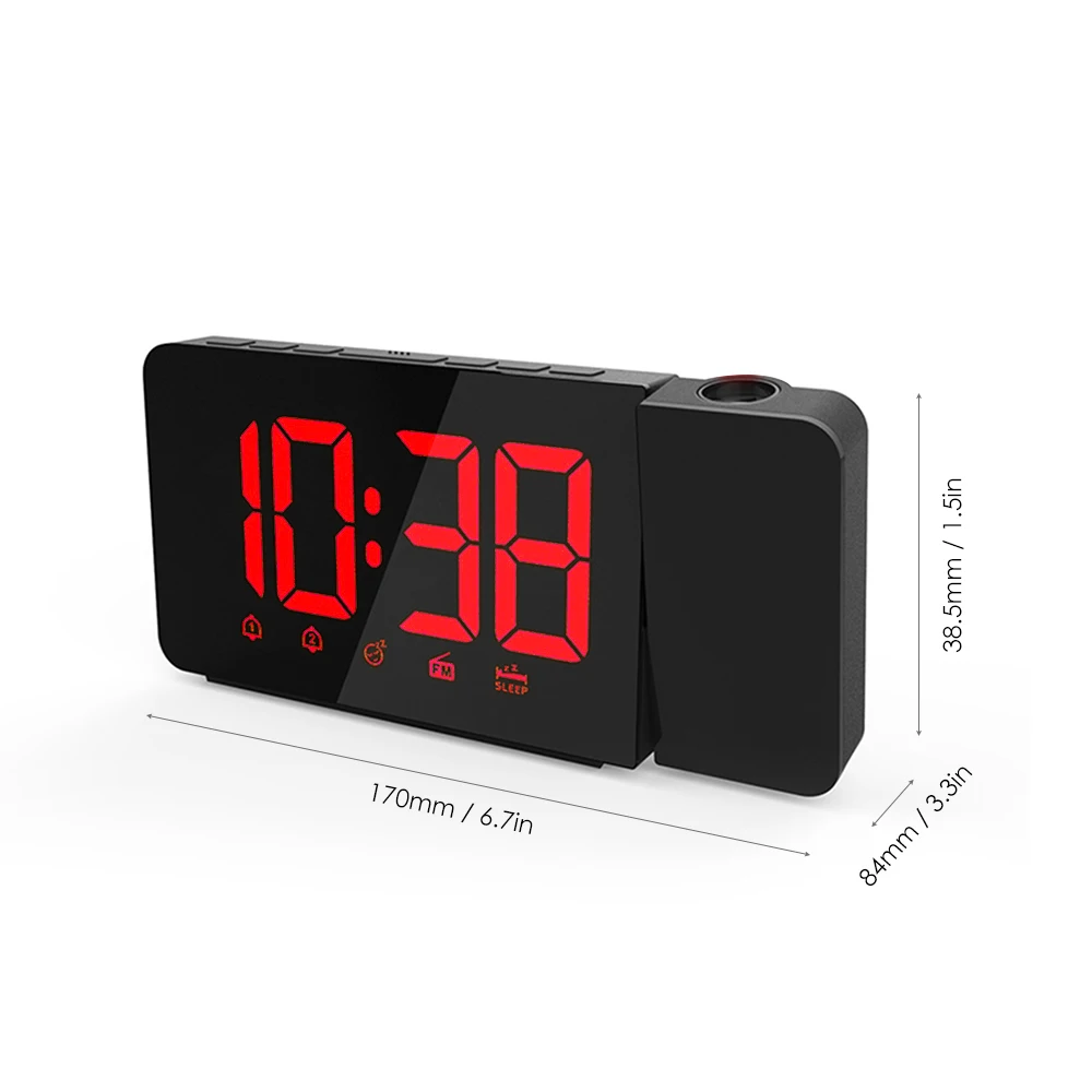 Цифровые часы Светодиодный проекционный будильник с регулируемой яркостью FM