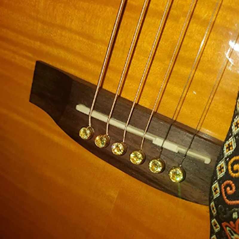 

6Pcs Acoustic Guitar Bridge Pins Round Head Brass Copper for Guitar with Guitar Bridge Pin Puller (Crystal)