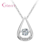 water drop pattern pendant necklace for women authentic 925 sterling silver chain necklaces with shiny crystal collar gifts