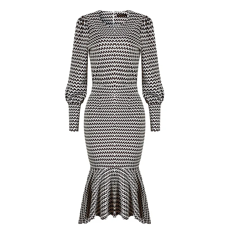 

slim-fit houndstooth jacket waist bag hip fishtail skirt suit women Autumn/Winter 2020 new product two-piece fashion