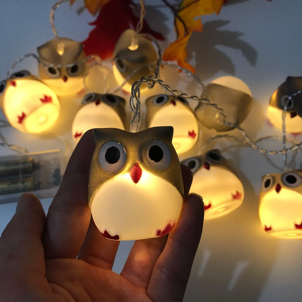 1,65 м 10LED Милая гирлянда в виде совы для Хэллоуина, праздничные гирлянды на День святого Валентина, День рождения, свадьбу, вечеринки, декоративные Экономичные лампы на батарейках